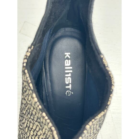 Kalliste New Suede Ankle Boots Silver Embellished Kitten Heel Pointed Toe 40/9.5 - Picture 4 of 8